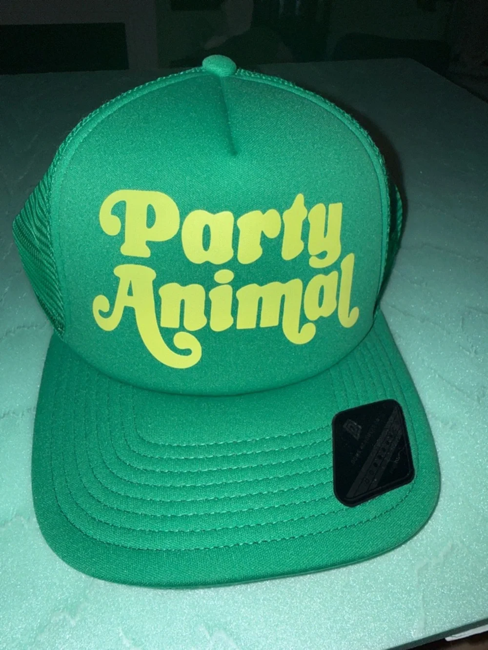 Socially Seri Kelly Green Party Animal Trucker Hat Adjustable Size